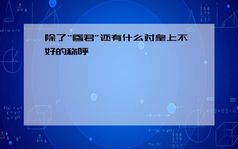 除了“昏君”还有什么对皇上不好的称呼