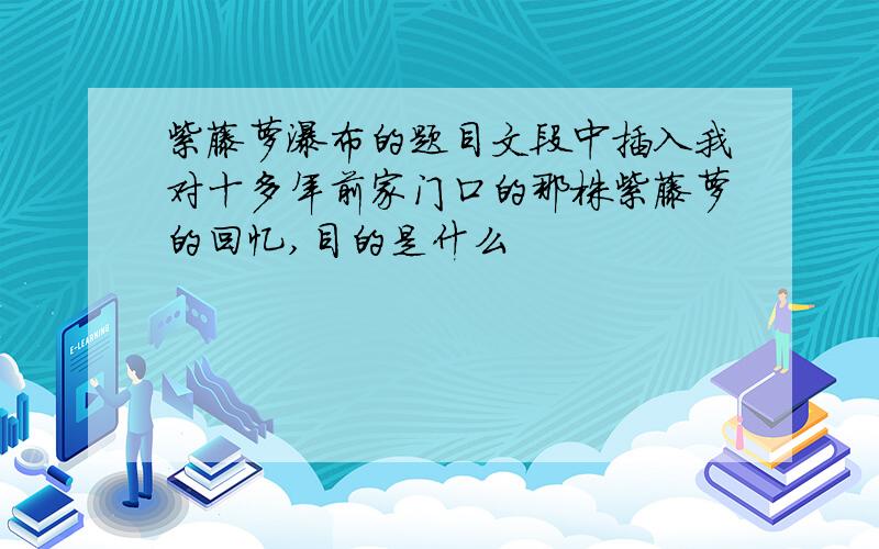 紫藤萝瀑布的题目文段中插入我对十多年前家门口的那株紫藤萝的回忆,目的是什么