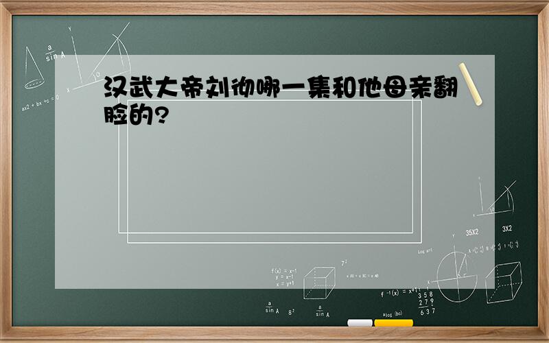 汉武大帝刘彻哪一集和他母亲翻脸的?