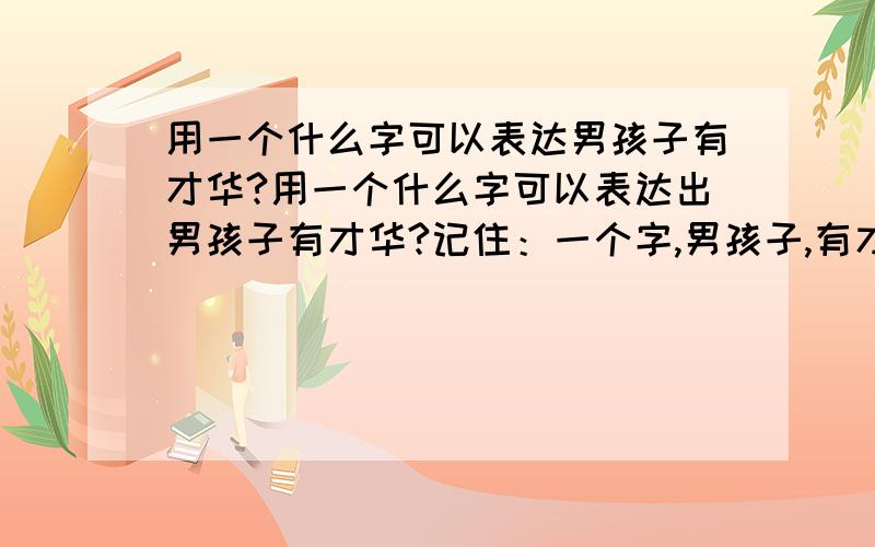 用一个什么字可以表达男孩子有才华?用一个什么字可以表达出男孩子有才华?记住：一个字,男孩子,有才华.最好笔法不要太多了.最好不超出13划.