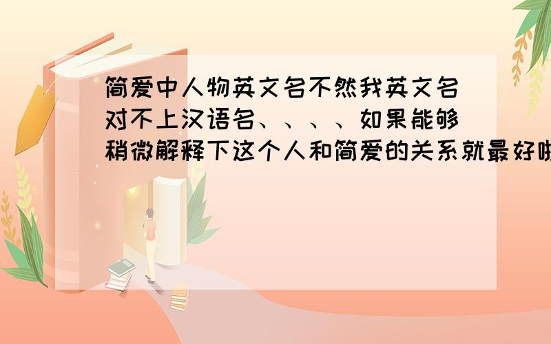 简爱中人物英文名不然我英文名对不上汉语名、、、、如果能够稍微解释下这个人和简爱的关系就最好啦^-^