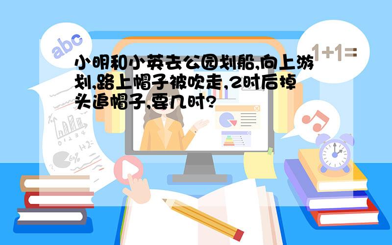 小明和小英去公园划船,向上游划,路上帽子被吹走,2时后掉头追帽子,要几时?