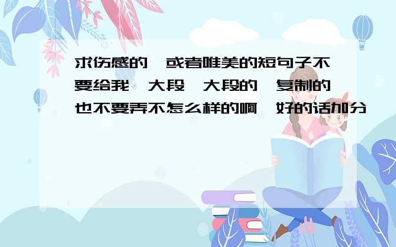 求伤感的,或者唯美的短句子不要给我一大段一大段的,复制的也不要弄不怎么样的啊,好的话加分,一定要经典的