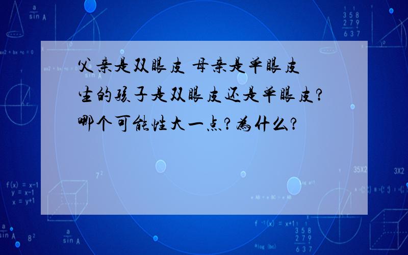 父亲是双眼皮 母亲是单眼皮 生的孩子是双眼皮还是单眼皮?哪个可能性大一点?为什么?