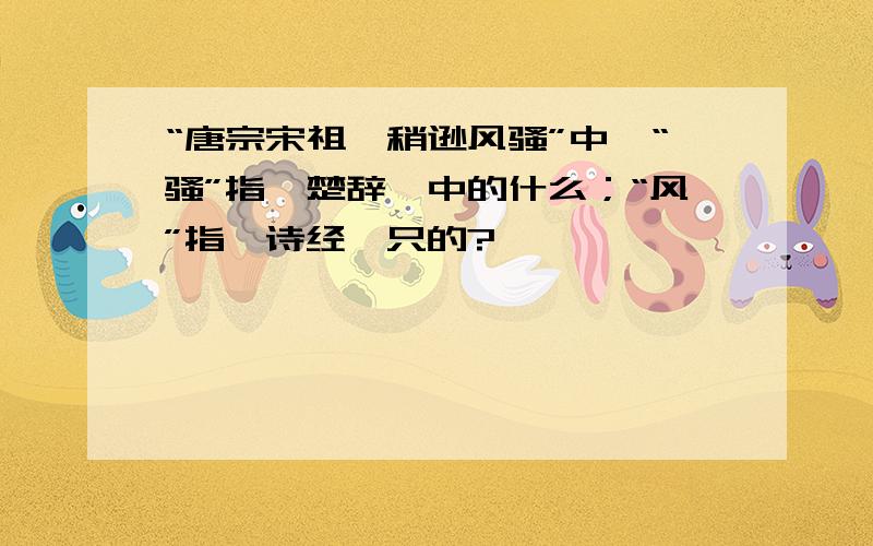 “唐宗宋祖,稍逊风骚”中,“骚”指《楚辞》中的什么；“风”指《诗经》只的?