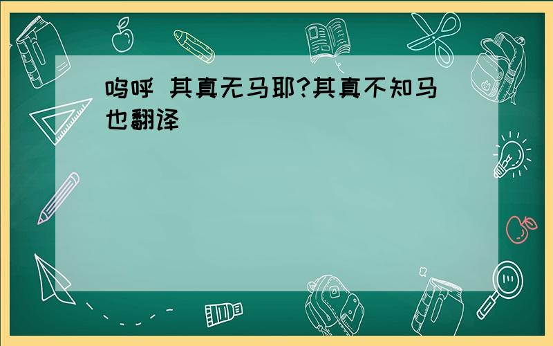 呜呼 其真无马耶?其真不知马也翻译