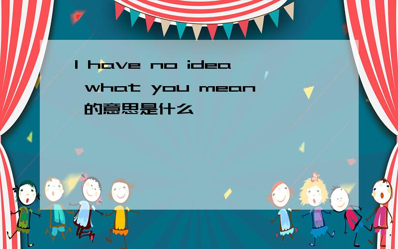 I have no idea what you mean 的意思是什么