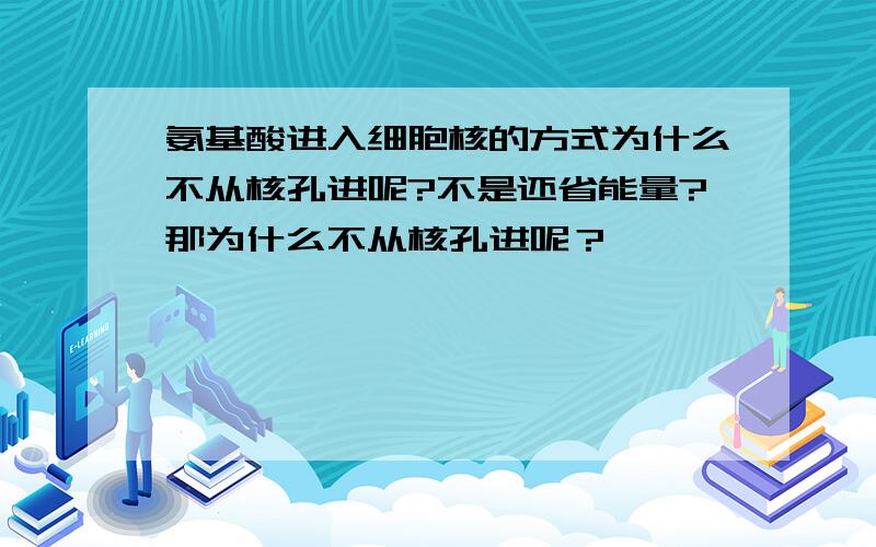 氨基酸进入细胞核的方式为什么不从核孔进呢?不是还省能量?那为什么不从核孔进呢？