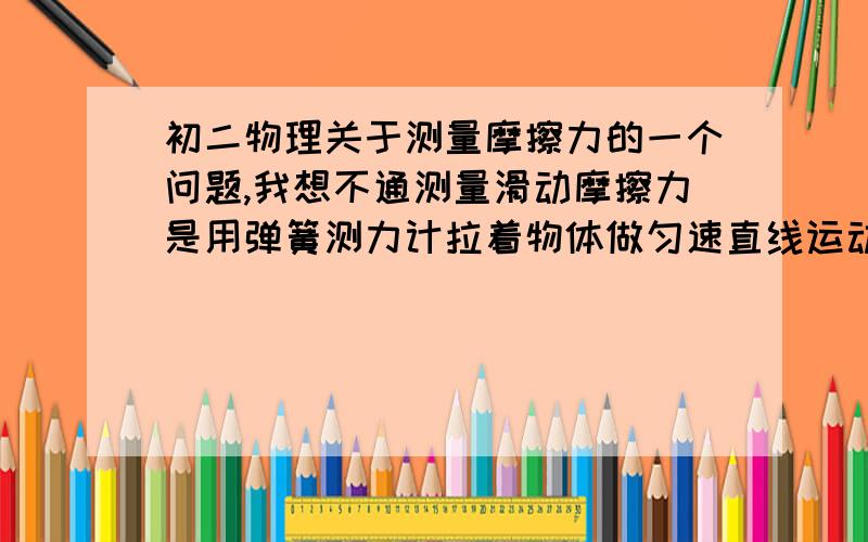 初二物理关于测量摩擦力的一个问题,我想不通测量滑动摩擦力是用弹簧测力计拉着物体做匀速直线运动,根据二力平衡,这时弹簧测量计示数就是摩擦力大小.根据惯性定律,物体没受到外力时