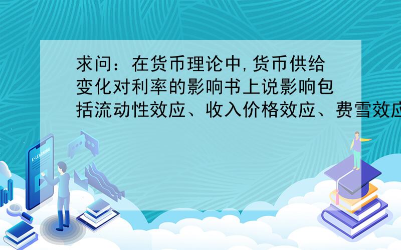 求问：在货币理论中,货币供给变化对利率的影响书上说影响包括流动性效应、收入价格效应、费雪效应,求问这三种效应的具体传导机制?