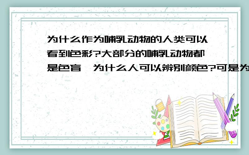 为什么作为哺乳动物的人类可以看到色彩?大部分的哺乳动物都是色盲,为什么人可以辨别颜色?可是为什么又会出现色盲呢?