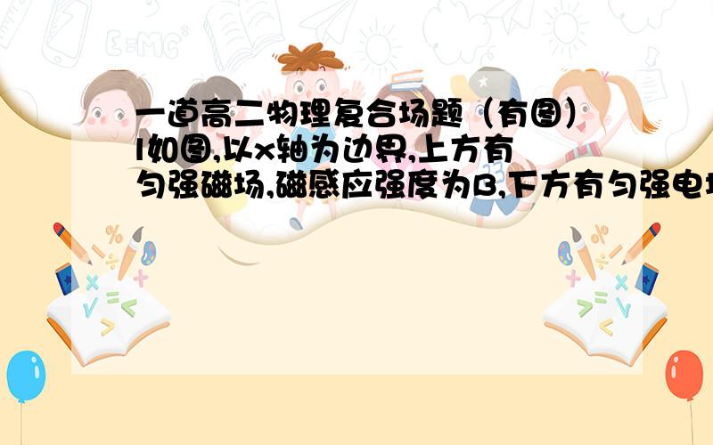 一道高二物理复合场题（有图）l如图,以x轴为边界,上方有匀强磁场,磁感应强度为B,下方有匀强电场,电场强度为E,B与E的方向如图所示,有一质量为m电量为q的带负电的粒子至于y轴某点P处,由静