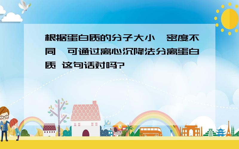 根据蛋白质的分子大小、密度不同,可通过离心沉降法分离蛋白质 这句话对吗?