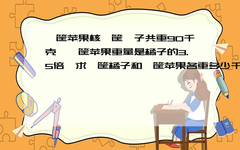 一筐苹果核一筐桔子共重90千克,一筐苹果重量是橘子的3.5倍,求一筐橘子和一筐苹果各重多少千克?（方程）