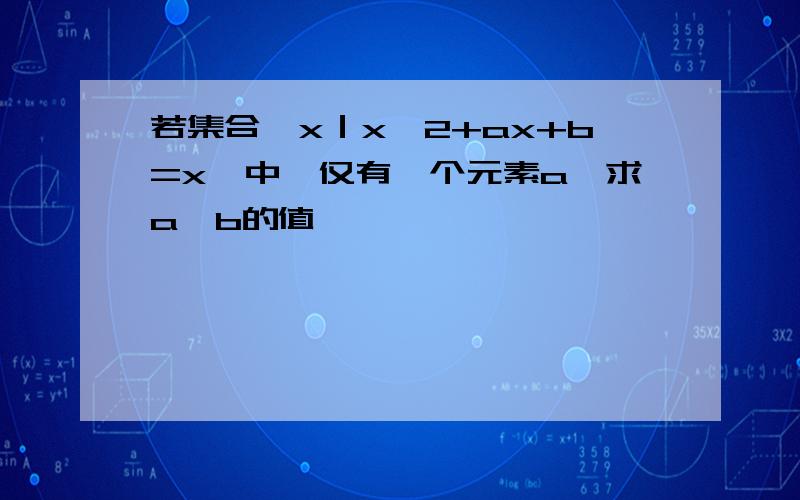 若集合｛x｜x^2+ax+b=x｝中,仅有一个元素a,求a,b的值