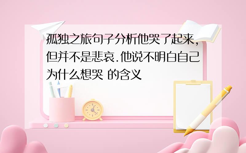 孤独之旅句子分析他哭了起来,但并不是悲哀.他说不明白自己为什么想哭 的含义