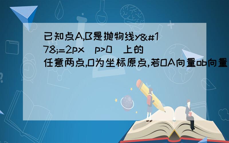 已知点A,B是抛物线y²=2px(p>0)上的任意两点,O为坐标原点,若OA向量ob向量≥﹣1恒成立,则抛物线的焦点到准线的最大距离为?A.1 B.二分之一 C.2 D根号二