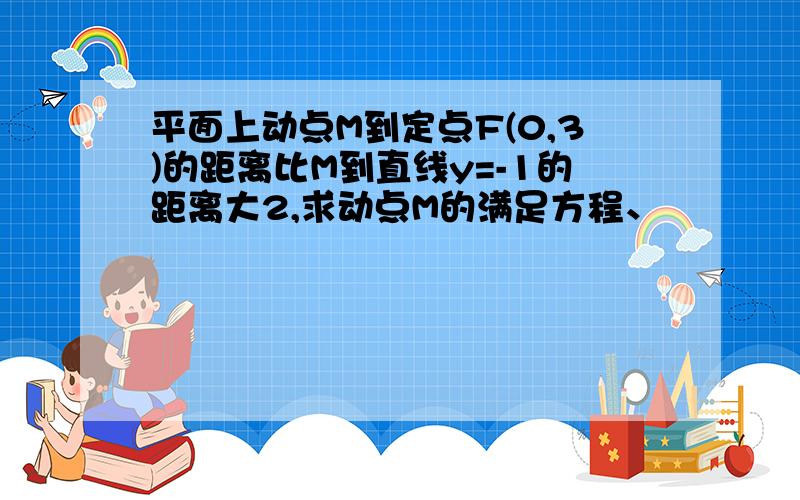 平面上动点M到定点F(0,3)的距离比M到直线y=-1的距离大2,求动点M的满足方程、