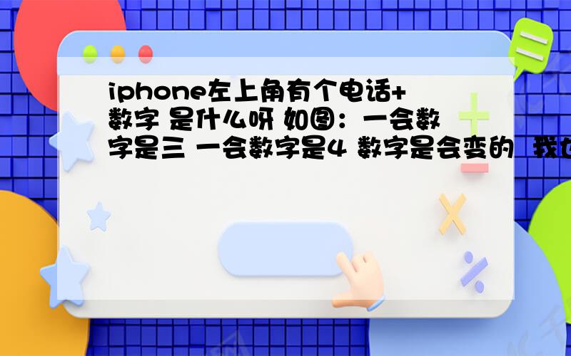 iphone左上角有个电话+数字 是什么呀 如图：一会数字是三 一会数字是4 数字是会变的  我也不知道在什么情况下变的 那是什么  怎么吧它弄掉