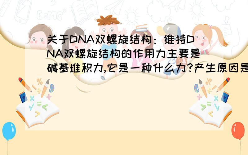 关于DNA双螺旋结构：维持DNA双螺旋结构的作用力主要是碱基堆积力,它是一种什么力?产生原因是杂环的电性吸引吗?如果不是请详解.