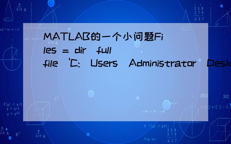 MATLAB的一个小问题Files = dir(fullfile('C:\Users\Administrator\Desktop\MIT人脸库\nonfaces\\','*.bmp'));LengthFiles = length(Files);imagearray = zeros(20,20,LengthFiles);%Img=zeros(20,20)for i = 1:LengthFiles;imagearray(:,:,i)=imread(strcat('