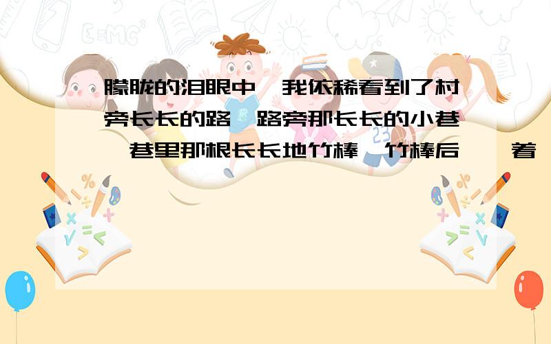 朦胧的泪眼中,我依稀看到了村旁长长的路,路旁那长长的小巷,巷里那根长长地竹棒,竹棒后蹒跚着一个长长的,长长个人影.仿写