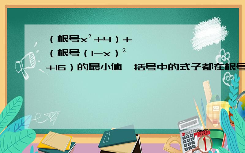 （根号x²+4）+（根号（1-x）²+16）的最小值,括号中的式子都在根号下,