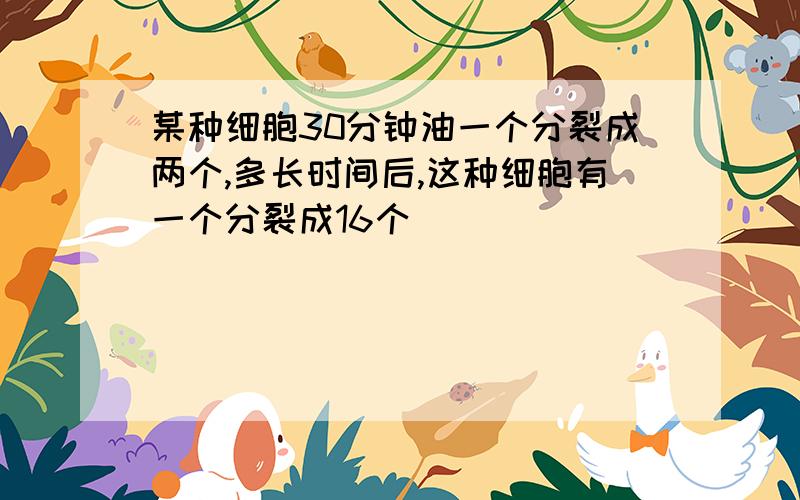 某种细胞30分钟油一个分裂成两个,多长时间后,这种细胞有一个分裂成16个