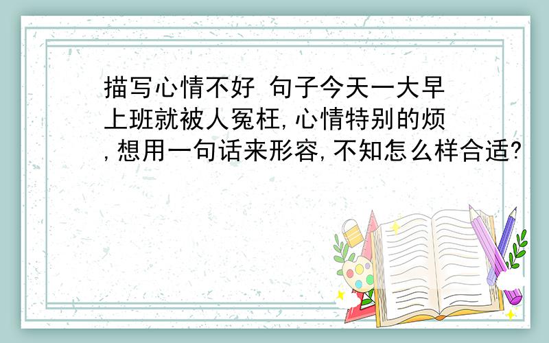 描写心情不好 句子今天一大早上班就被人冤枉,心情特别的烦,想用一句话来形容,不知怎么样合适?