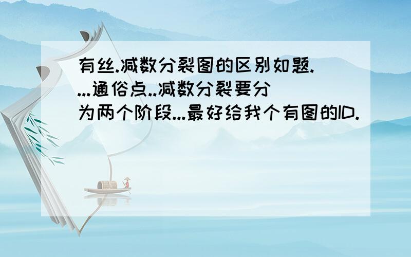 有丝.减数分裂图的区别如题....通俗点..减数分裂要分为两个阶段...最好给我个有图的ID.