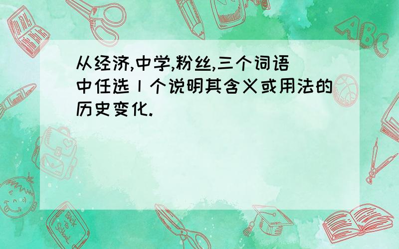 从经济,中学,粉丝,三个词语中任选丨个说明其含义或用法的历史变化.