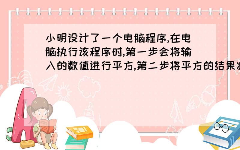 小明设计了一个电脑程序,在电脑执行该程序时,第一步会将输入的数值进行平方,第二步将平方的结果减去2,第三步将所得的差取倒数后输出. 问题一：如果输入的数是a,那么输出的结果用a的代