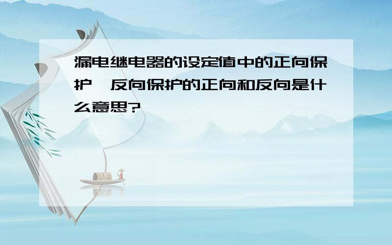 漏电继电器的设定值中的正向保护、反向保护的正向和反向是什么意思?