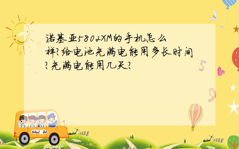 诺基亚5802XM的手机怎么样?给电池充满电能用多长时间?充满电能用几天?