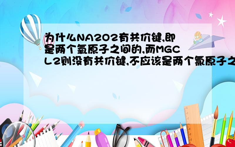 为什么NA2O2有共价键,即是两个氧原子之间的,而MGCL2则没有共价键,不应该是两个氯原子之间的吗?