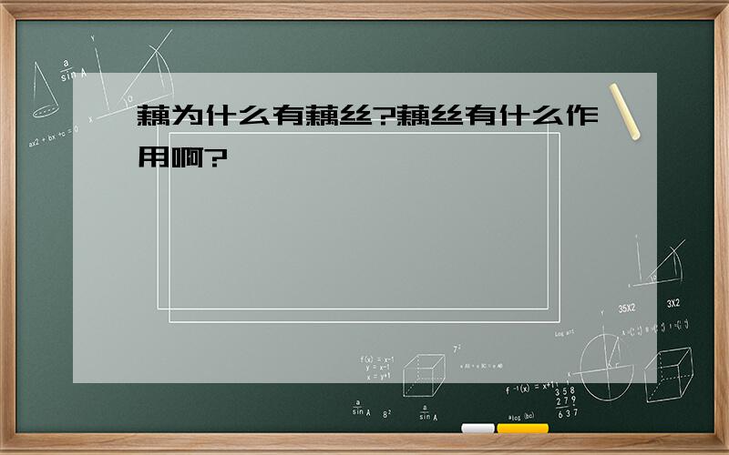 藕为什么有藕丝?藕丝有什么作用啊?