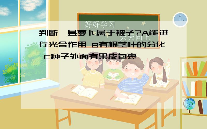 判断潍县萝卜属于被子?A能进行光合作用 B有根茎叶的分化 C种子外面有果皮包裹