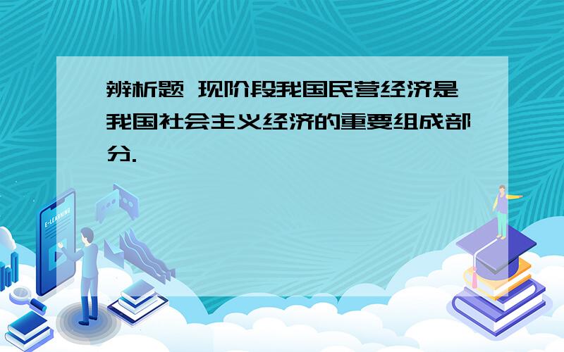 辨析题 现阶段我国民营经济是我国社会主义经济的重要组成部分.