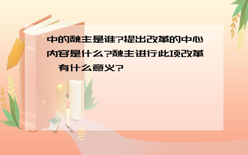 中的魏主是谁?提出改革的中心内容是什么?魏主进行此项改革,有什么意义?