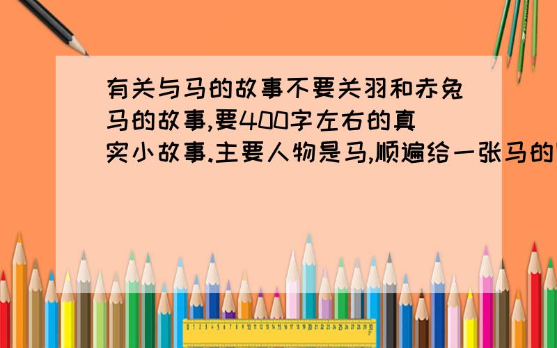 有关与马的故事不要关羽和赤兔马的故事,要400字左右的真实小故事.主要人物是马,顺遍给一张马的图片.