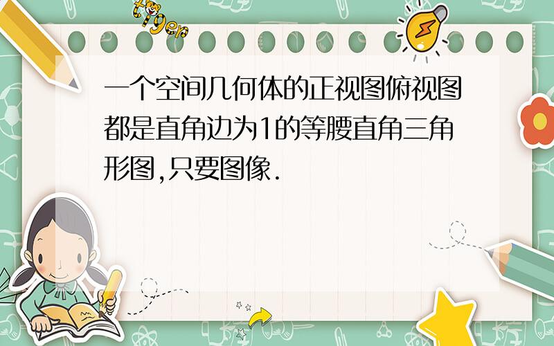 一个空间几何体的正视图俯视图都是直角边为1的等腰直角三角形图,只要图像.