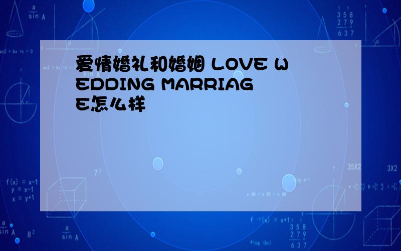 爱情婚礼和婚姻 LOVE WEDDING MARRIAGE怎么样