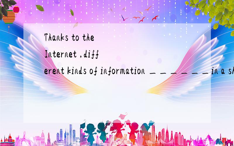 Thanks to the Internet ,different kinds of information ______in a short time.A.can be learnedThanks to the Internet ,different kinds of information ______in a short time.A.can be learned B.has been learned C.can learn D.has learned 请问为什么不