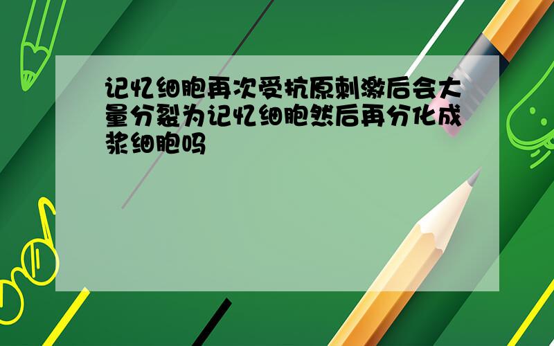 记忆细胞再次受抗原刺激后会大量分裂为记忆细胞然后再分化成浆细胞吗