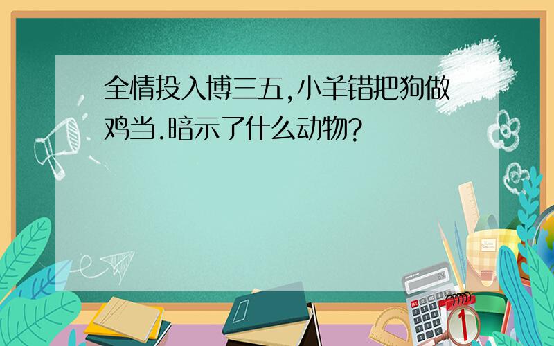 全情投入博三五,小羊错把狗做鸡当.暗示了什么动物?