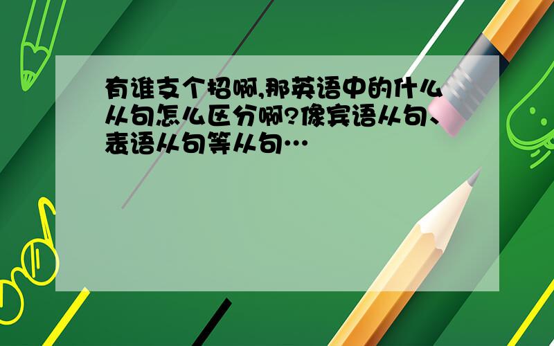 有谁支个招啊,那英语中的什么从句怎么区分啊?像宾语从句、表语从句等从句…