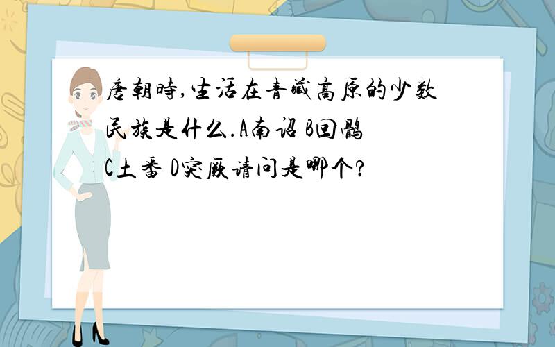 唐朝时,生活在青藏高原的少数民族是什么.A南诏 B回鹘 C土番 D突厥请问是哪个?