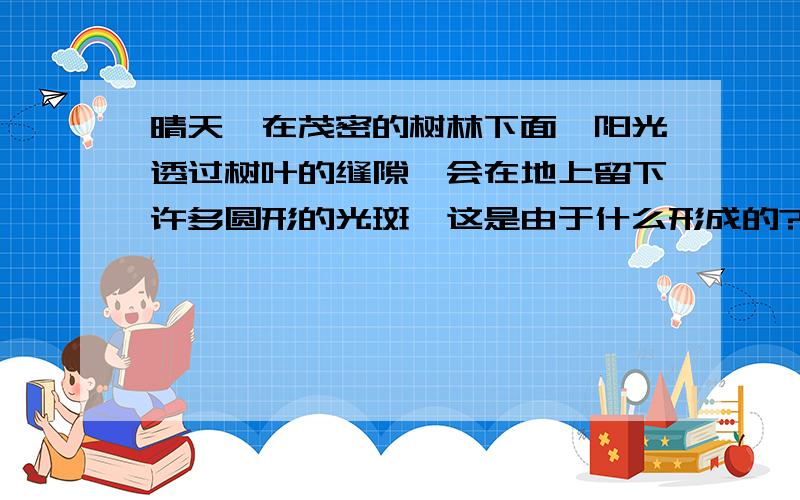 晴天,在茂密的树林下面,阳光透过树叶的缝隙,会在地上留下许多圆形的光斑,这是由于什么形成的?