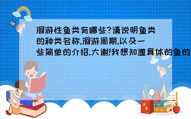 洄游性鱼类有哪些?请说明鱼类的种类名称,洄游周期,以及一些简单的介绍.大谢!我想知道具体的鱼的种类是哪几种，举几个典型的例子就可以了，但是鱼的种类名称我希望稍微详细一点的介