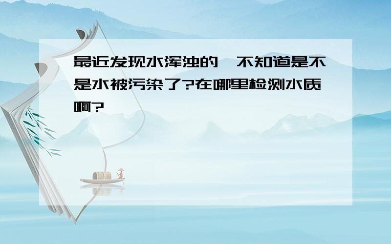 最近发现水浑浊的,不知道是不是水被污染了?在哪里检测水质啊?